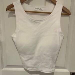 White Ribbed Tank Top